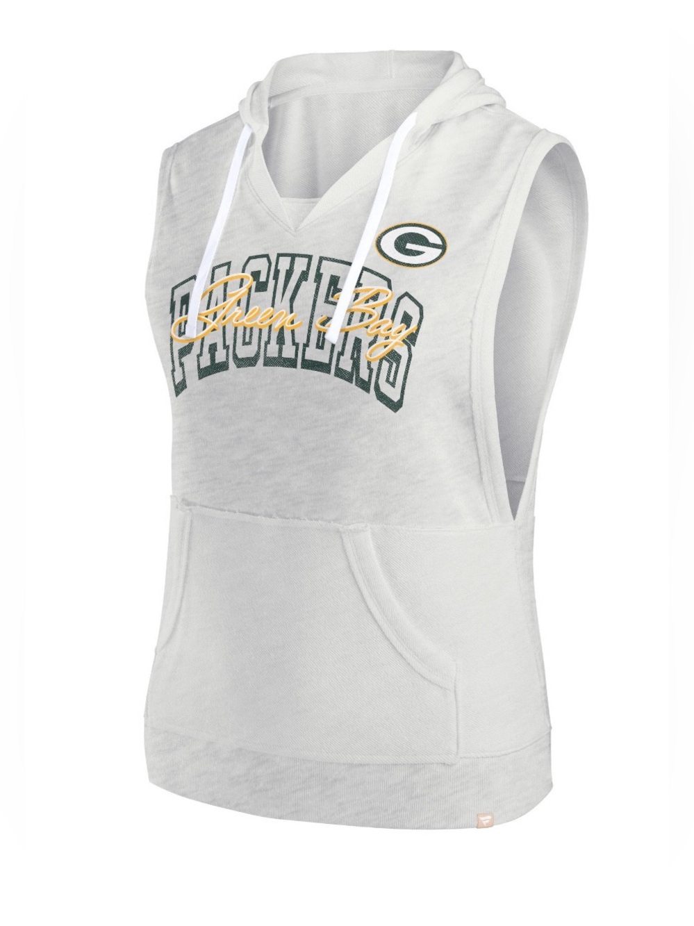 π Green Bay Packers Lounge Script Sleeveless Hoodie XL NWT Oatmeal - Picture 3 of 4